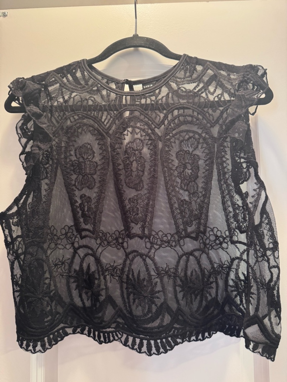 SHEIN Black Lace Floral Sheer Camisole